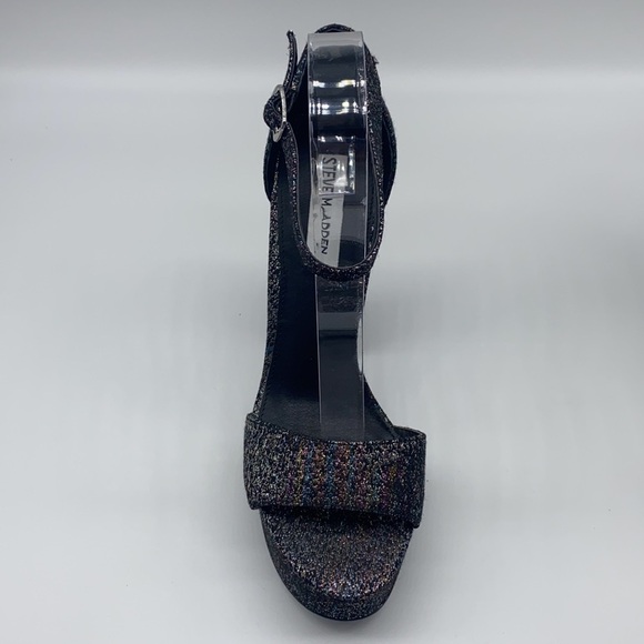 Steve Madden - Gonzo Black Glitter Block Heels Size 8.5 - Picture 3 of 15